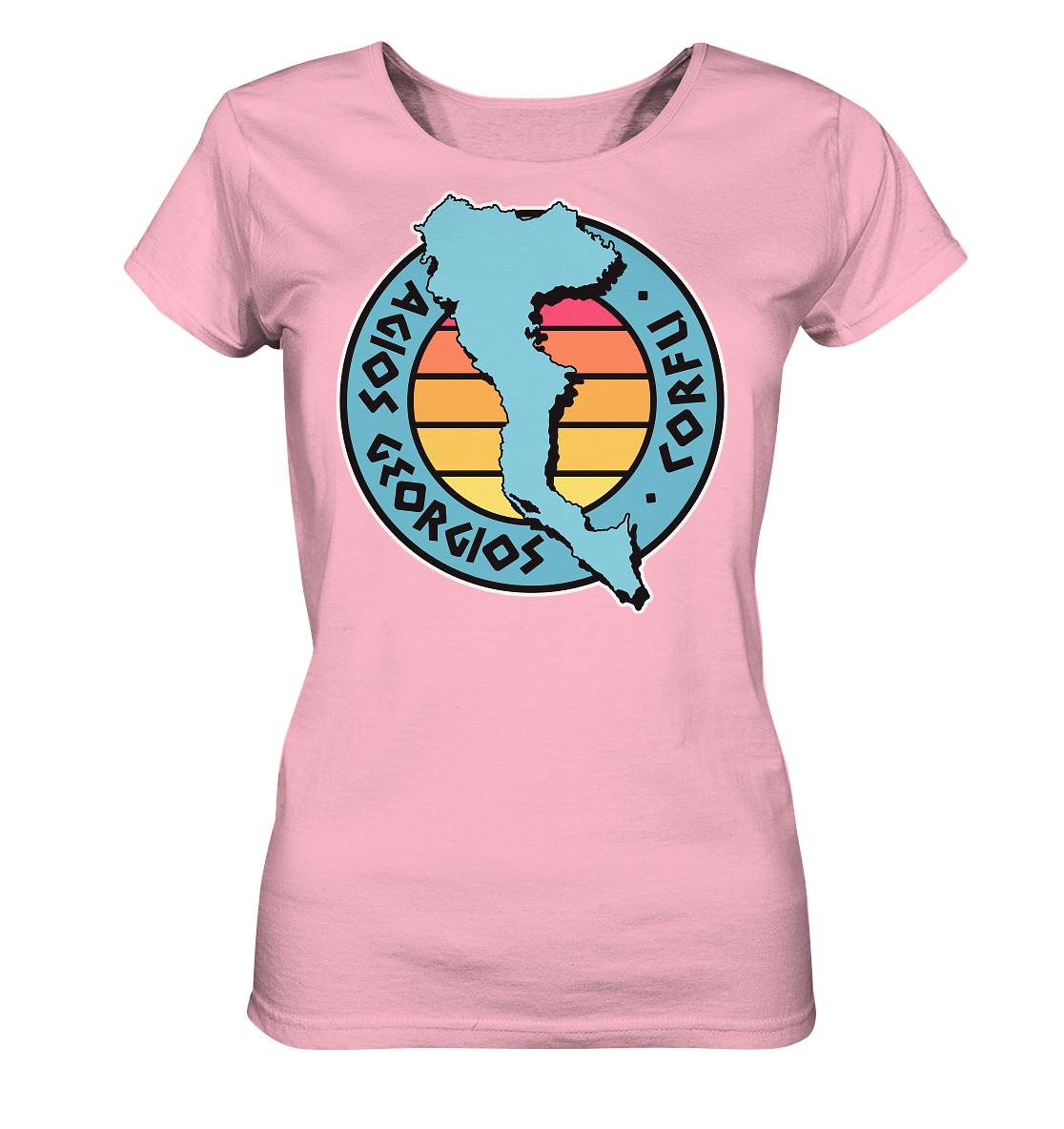 Corfu Agios Georgios silhouette stamp colored - Ladies Organic Shirt