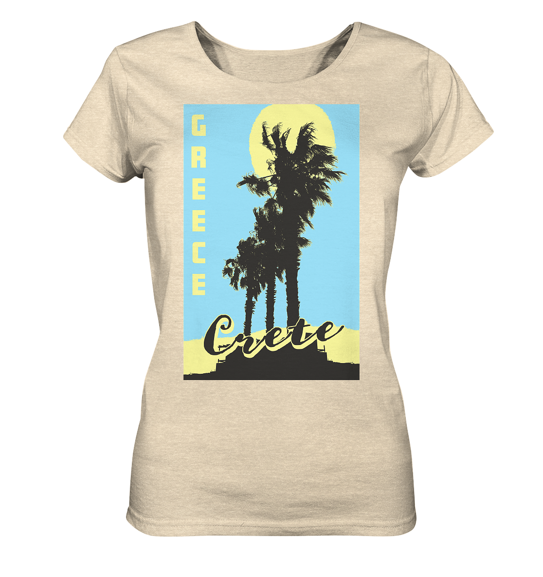 Black palm trees & Yellow sun Crete Greece - Ladies Organic Shirt