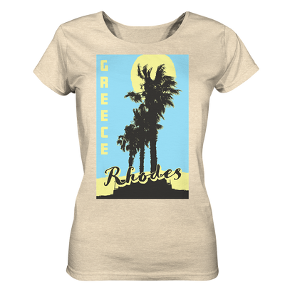 Black palm trees &amp; Yellow sun Rhodes Greece - Ladies Organic Shirt