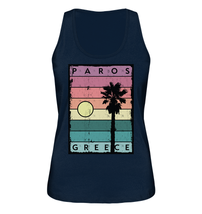 Sunset stripes & Palm tree Paros Greece - Ladies Organic Tank-Top