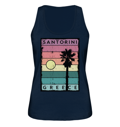 Sunset stripes & Palm tree Santorini Greece - Ladies Organic Tank-Top