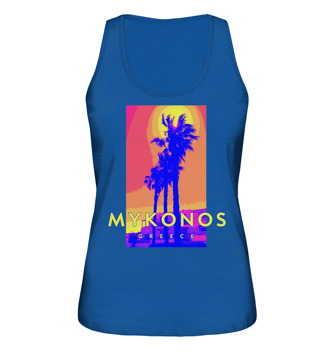 Blue palm trees Mykonos Greece - Ladies Organic Tank-Top