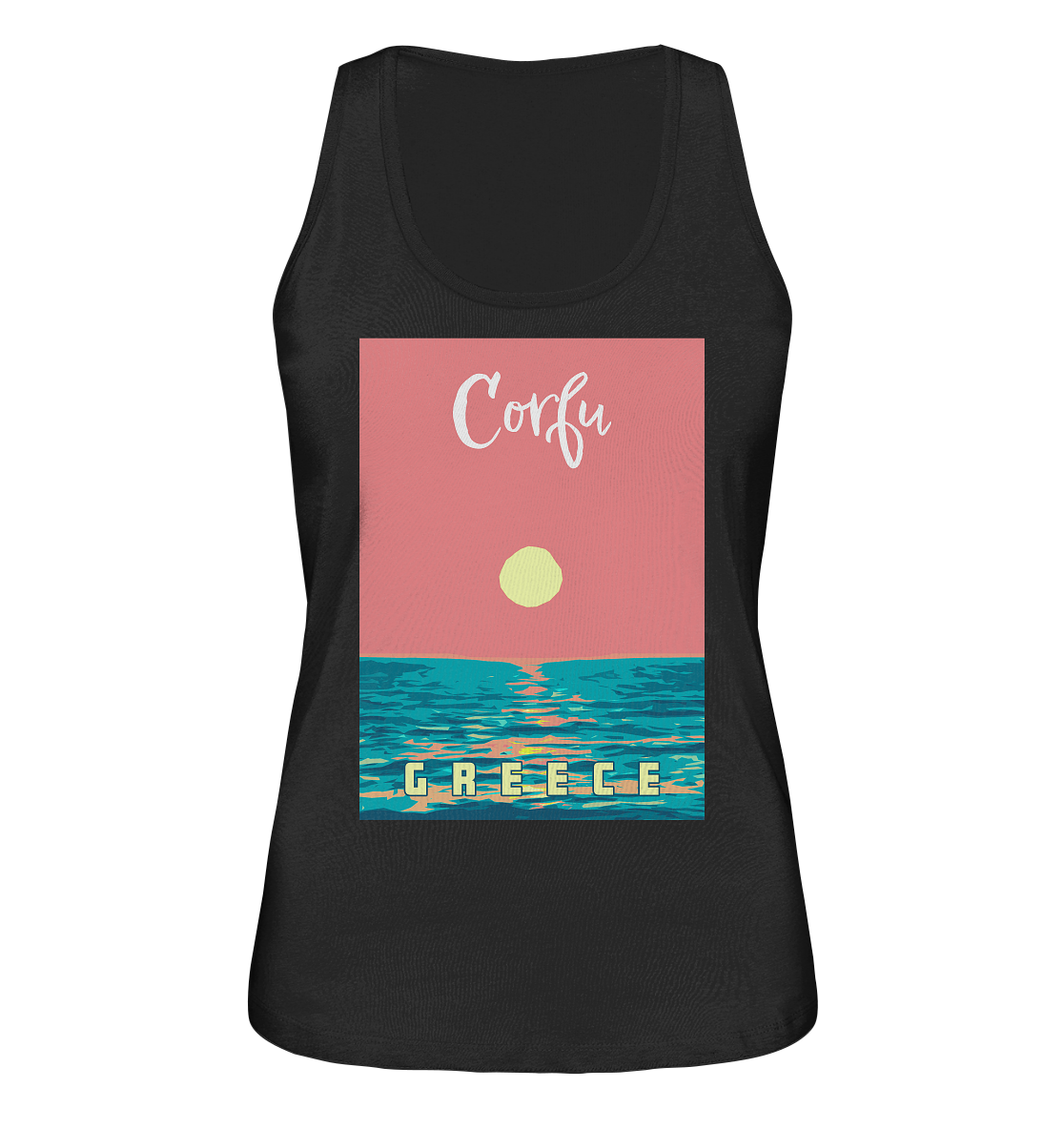 Sunset Ocean Corfu Greece - Ladies Organic Tank-Top