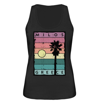 Sunset stripes & Palm tree Milos Greece - Ladies Organic Tank-Top
