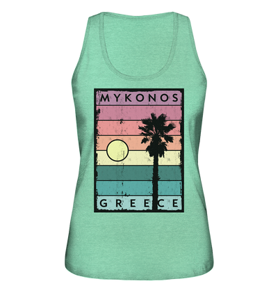 Sunset stripes &amp; Palm tree Mykonos Greece - Ladies Organic Tank Top