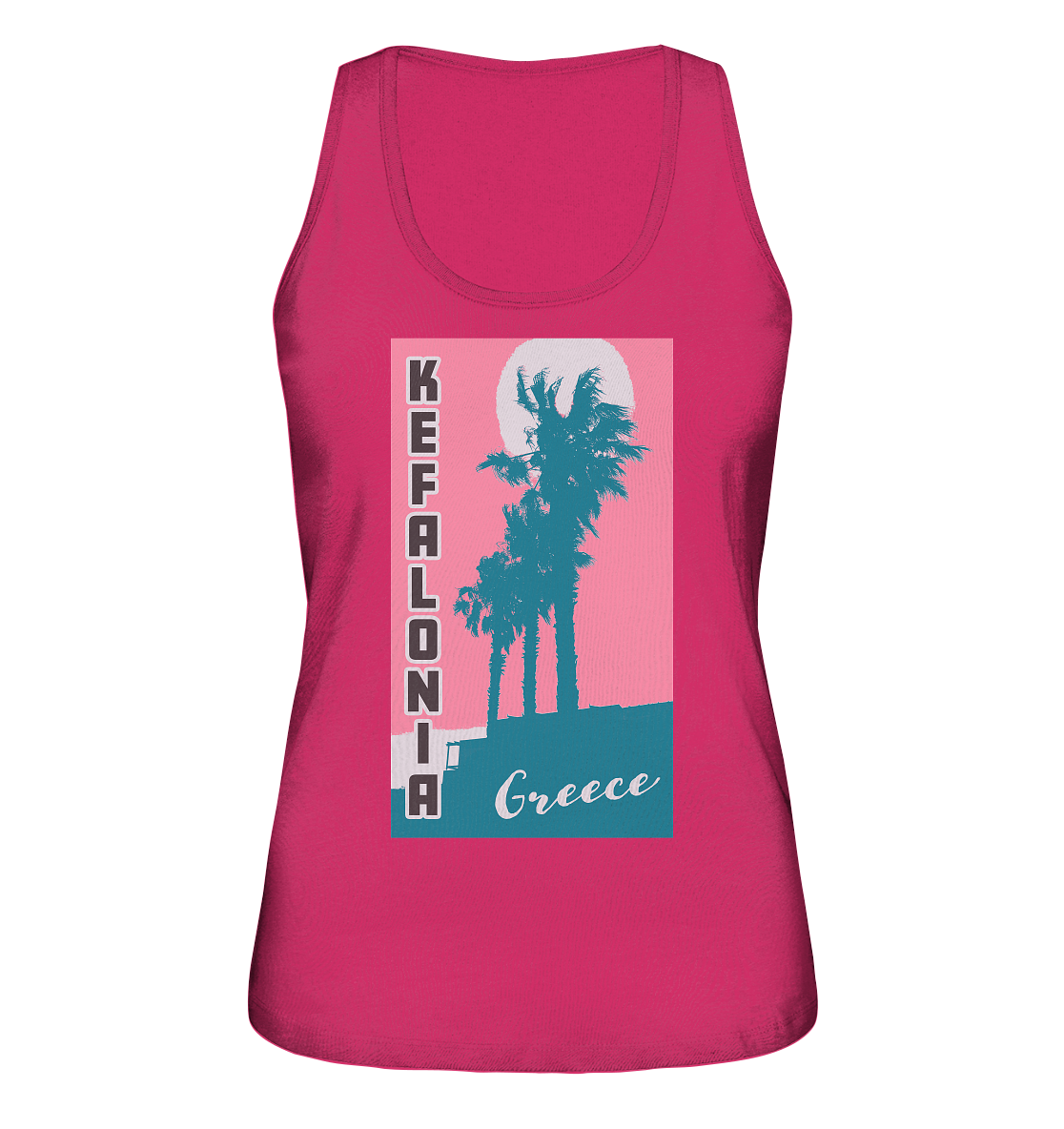 Palm trees &amp; Pink Sky Kefalonia Greece - Ladies Organic Tank Top