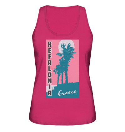 Palm trees &amp; Pink Sky Kefalonia Greece - Ladies Organic Tank Top