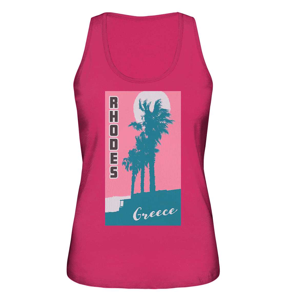 Palm trees & Pink Sky Rhodes Greece - Ladies Organic Tank-Top