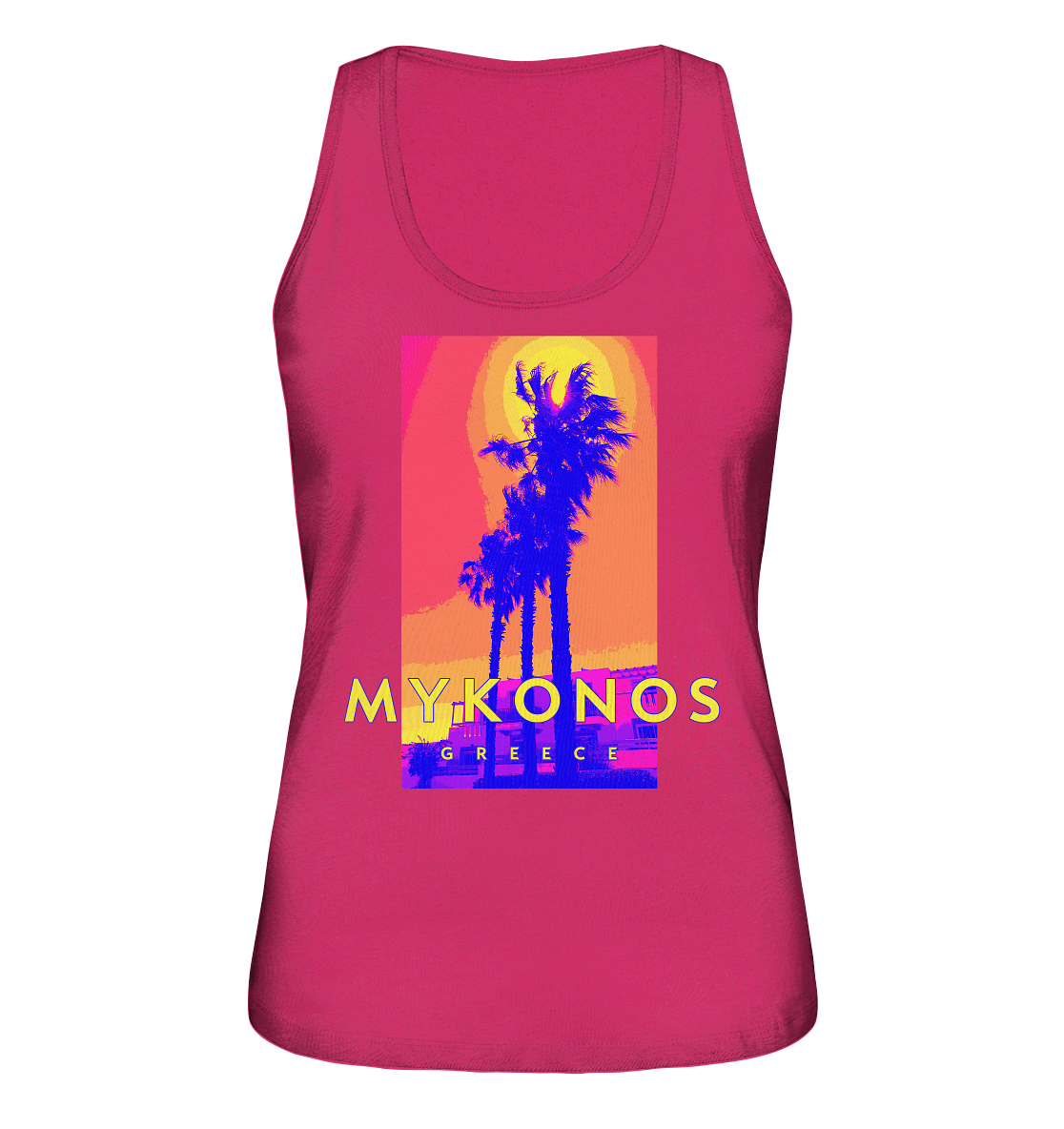 Blue palm trees Mykonos Greece - Ladies Organic Tank Top