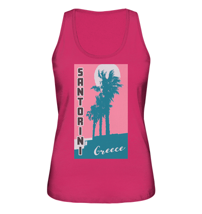 Palm trees &amp; Pink Sky Santorini Greece - Ladies Organic Tank Top