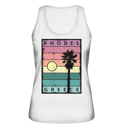 Sunset stripes &amp; Palm tree Rhodes Greece - Ladies Organic Tank Top