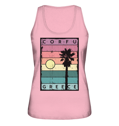 Sunset stripes & Palm tree Corfu Greece - Ladies Organic Tank-Top