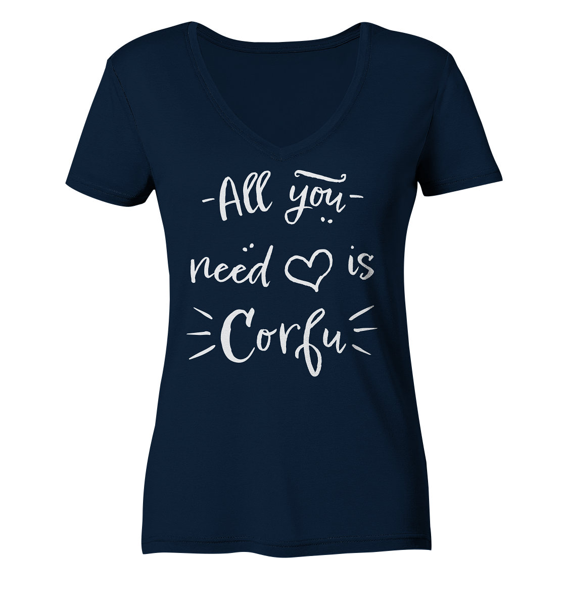 All you need is Corfu - Ladies Organic V-Neck Shirt