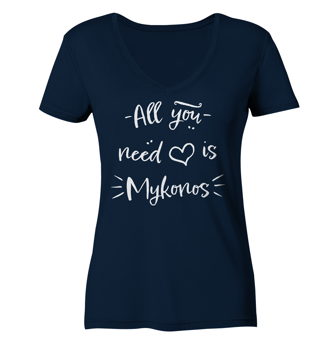 All you need is Mykonos - Ladies Organic V-Neck Shirt