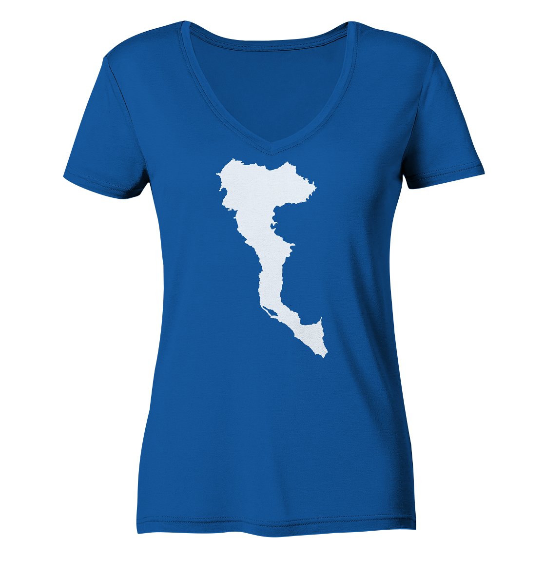 Corfu Island Silhouette - Ladies Organic V-Neck Shirt