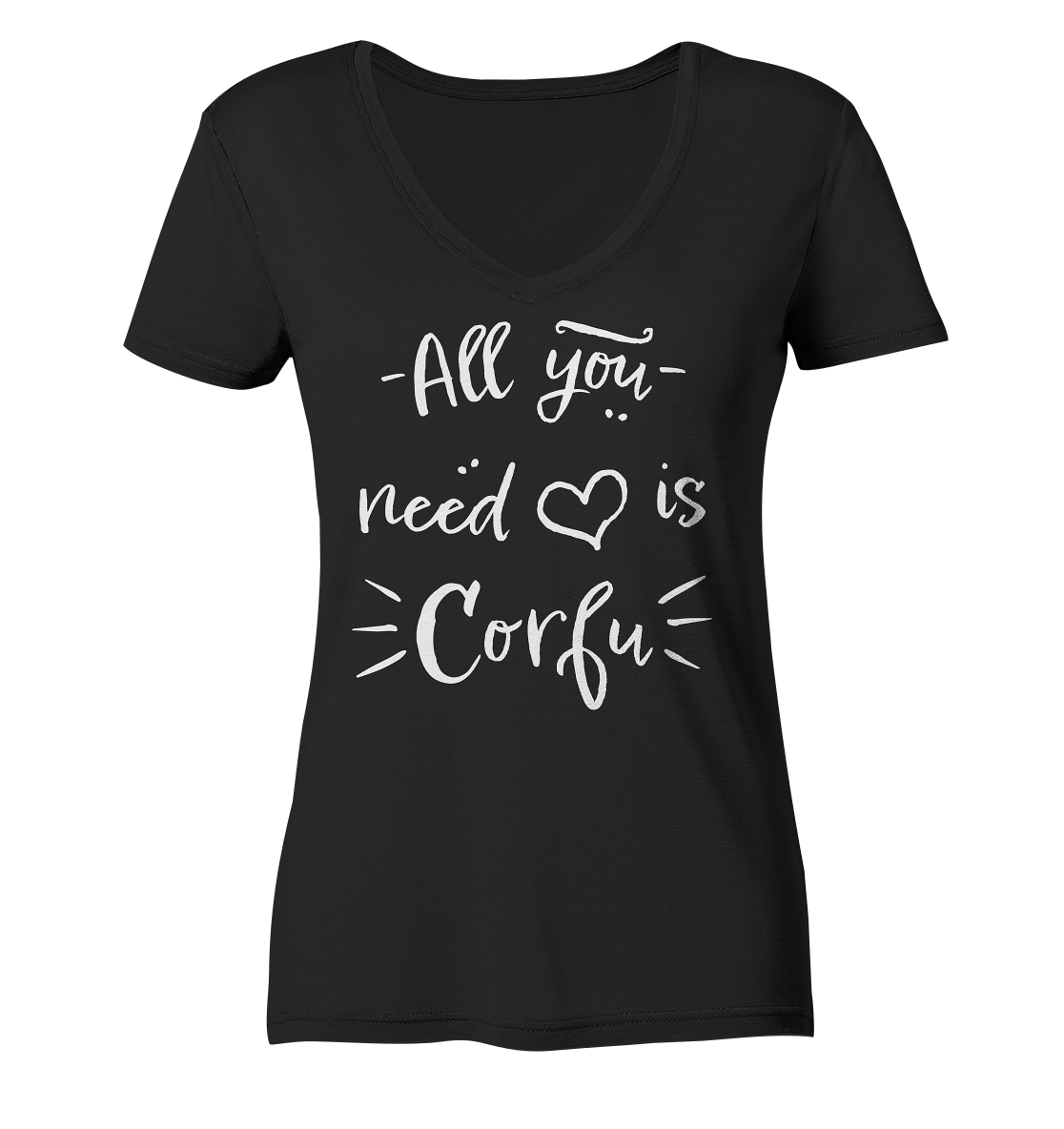 All you need is Corfu - Ladies Organic V-Neck Shirt