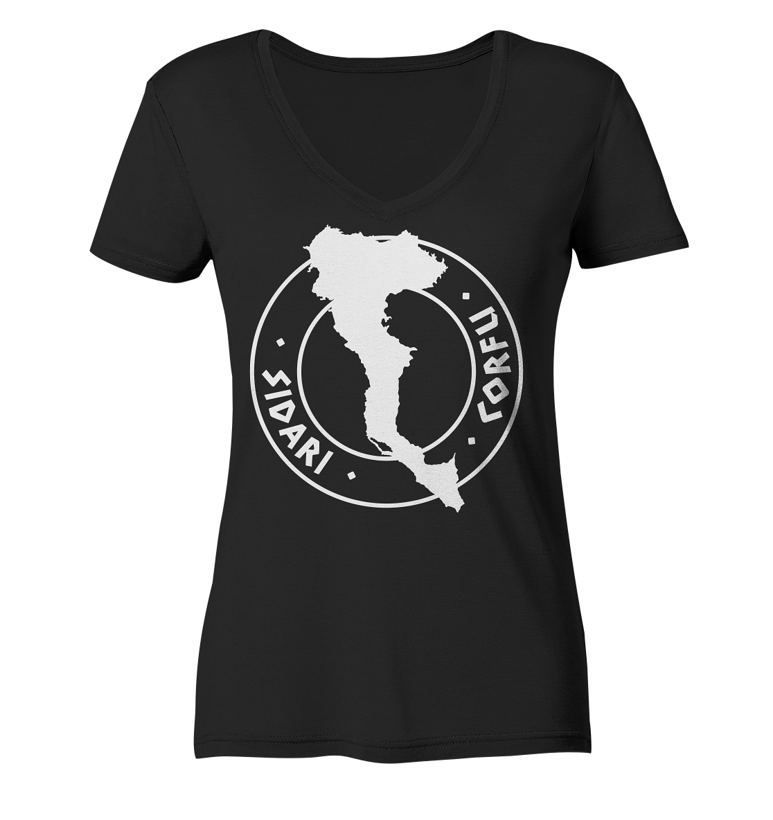 Corfu Sidari Silhouette Stempel - Ladies Organic V-Neck Shirt