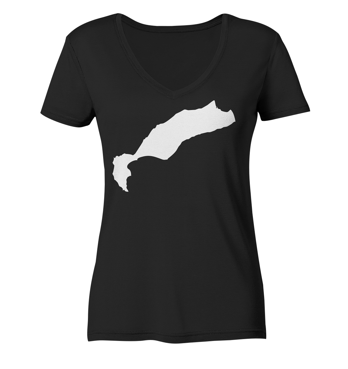 Kos Island Silhouette - Ladies Organic V-Neck Shirt