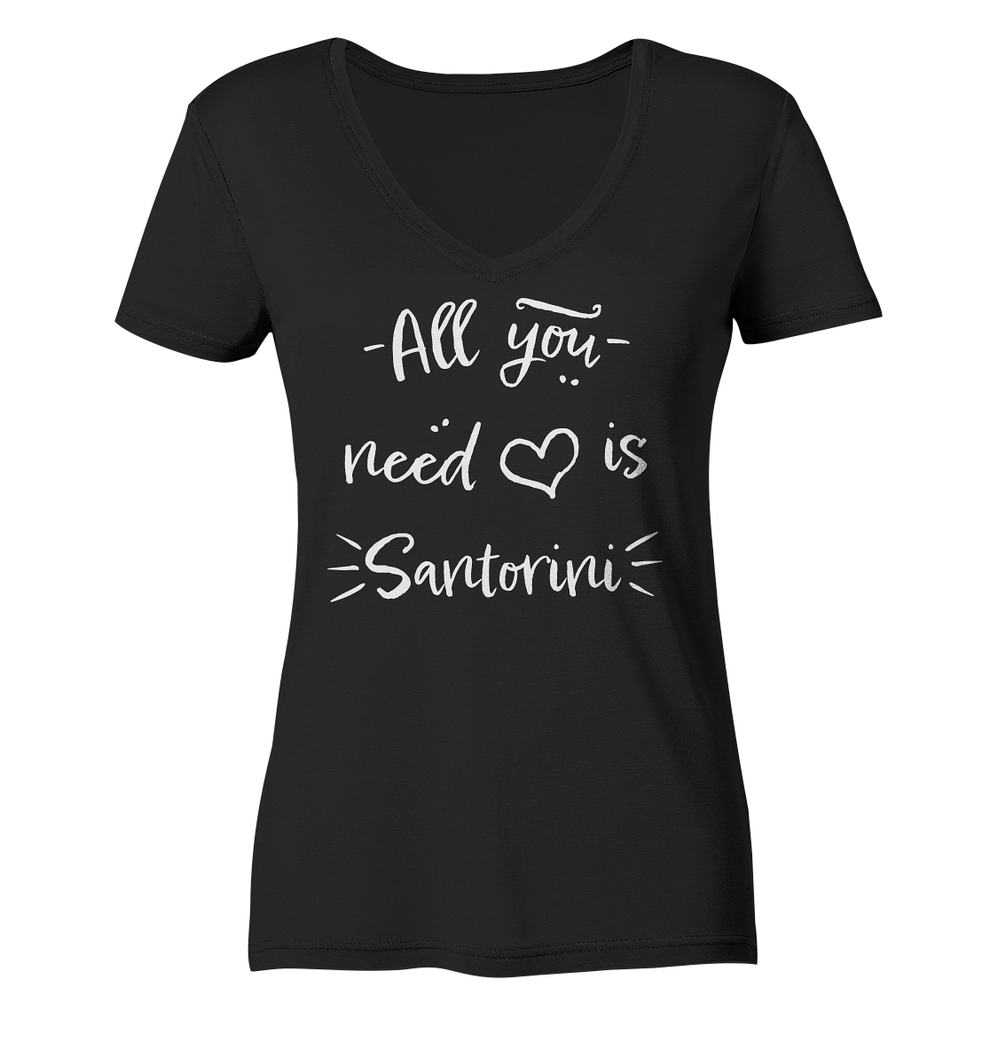 All you need is Santorini - Ladies Organic V-Neck Shirt