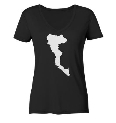 Corfu Island Silhouette - Ladies Organic V-Neck Shirt