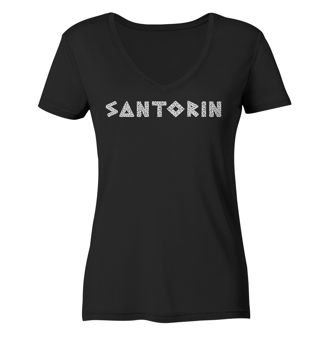 Santorini Mosaic - Ladies Organic V-Neck Shirt