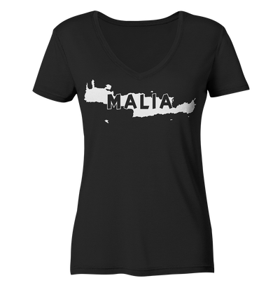 Malia Crete Silhouette - Ladies Organic V-Neck Shirt