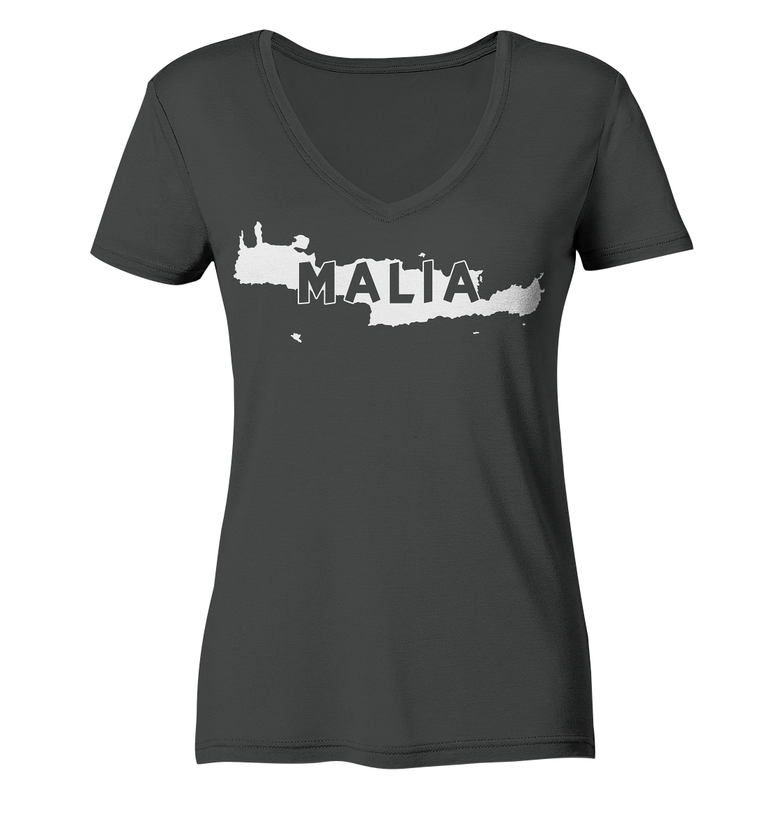 Malia Crete Silhouette - Ladies Organic V-Neck Shirt