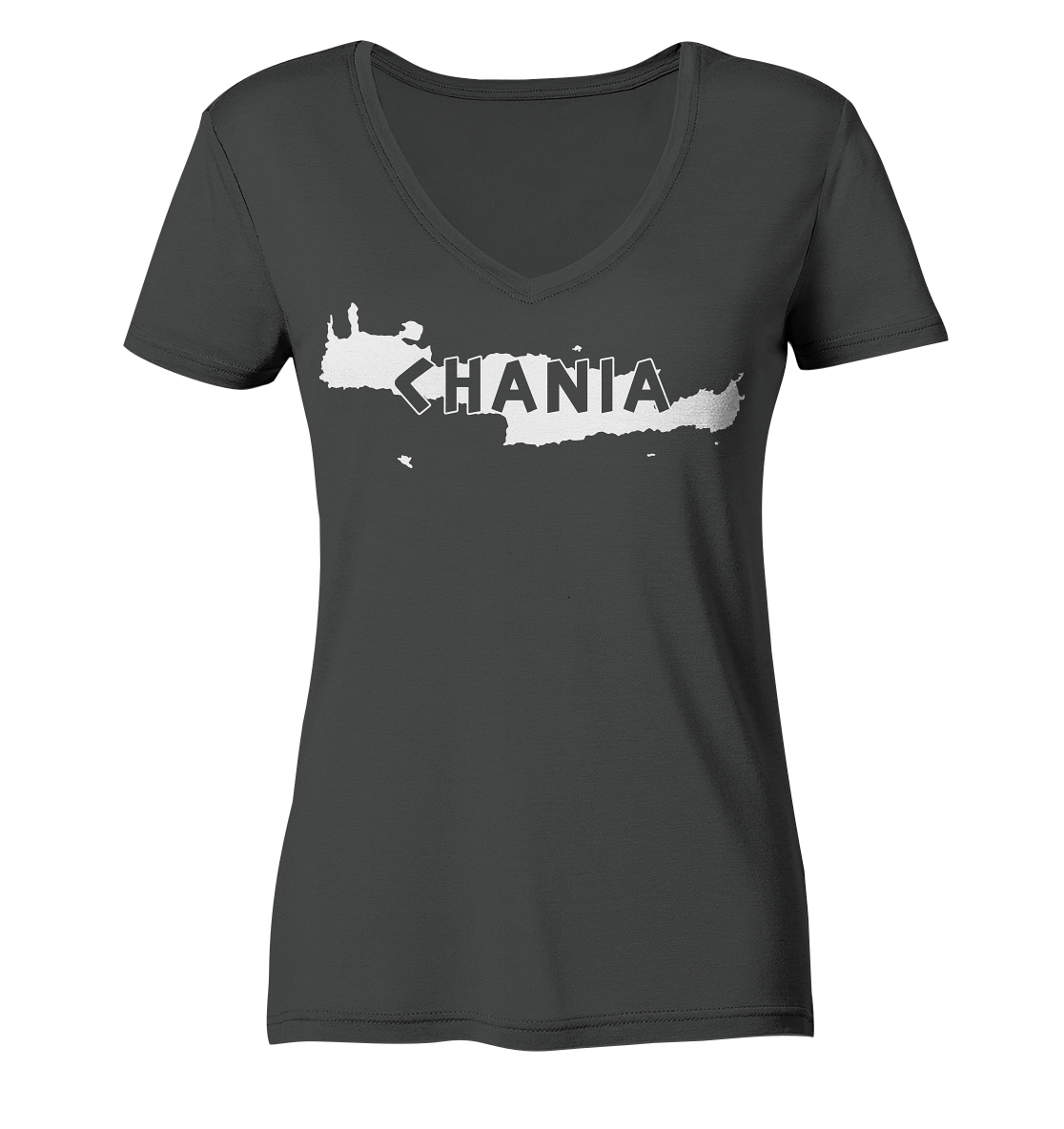 Chania Crete Silhouette - Ladies Organic V-Neck Shirt