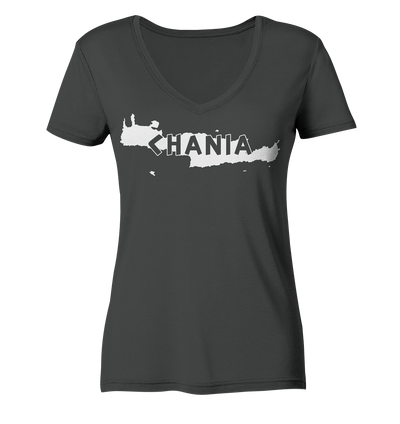 Chania Kreta Silhouette - Ladies Organic V-Neck Shirt