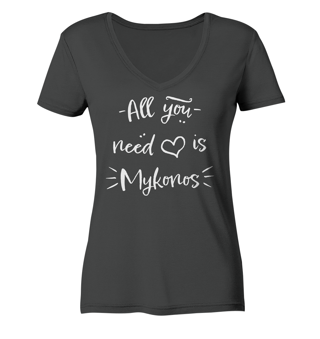 All you need is Mykonos - Ladies Organic V-Neck Shirt