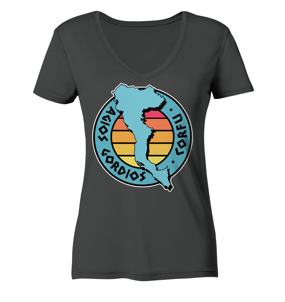 Corfu Agios Gordios Silhouette Stempel farbig - Ladies Organic V-Neck Shirt