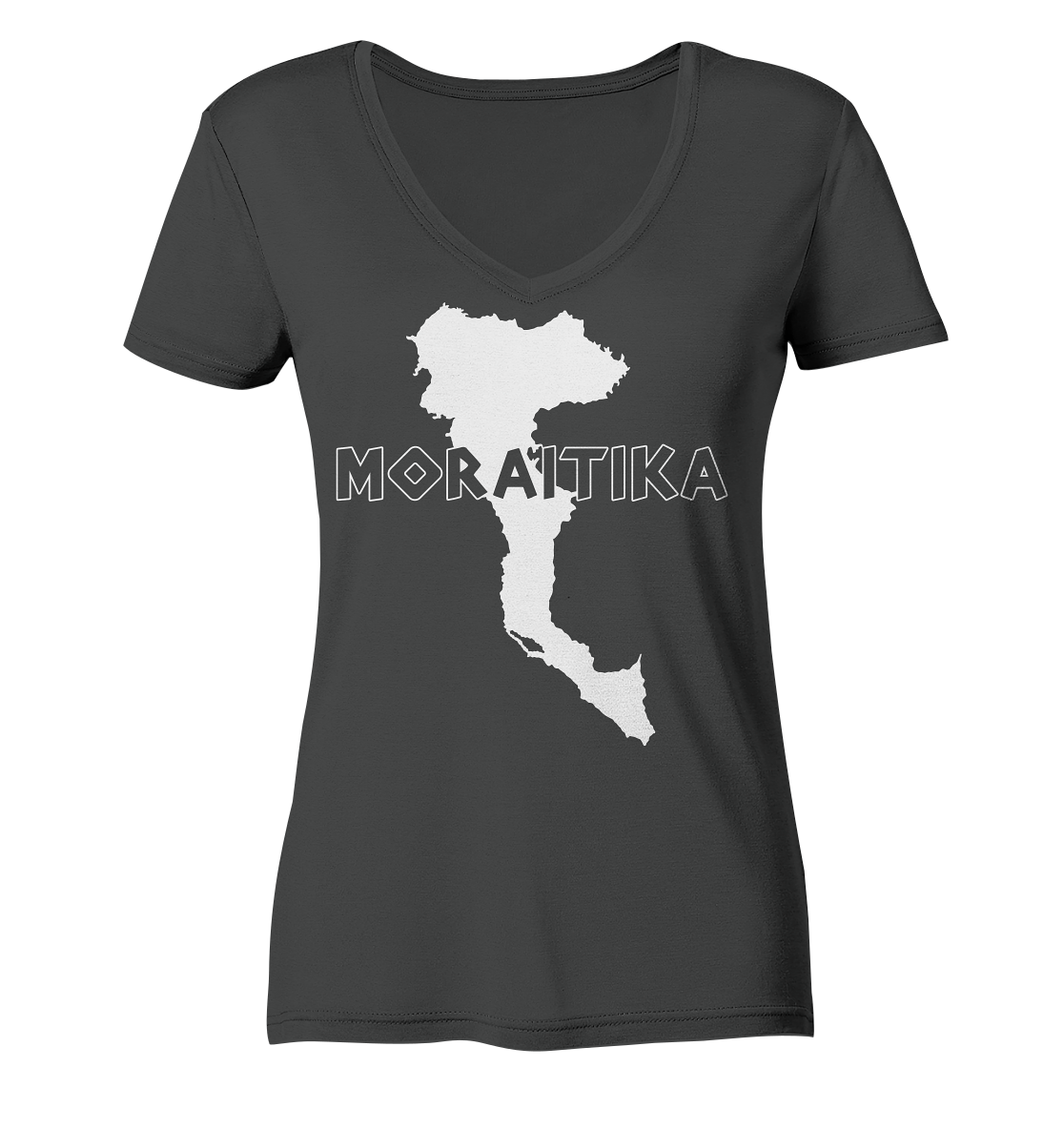 Moraitika Corfu Silhouette - Ladies Organic V-Neck Shirt