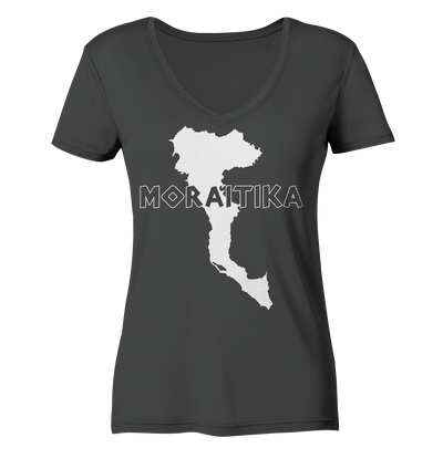 Moraitika Corfu Silhouette - Ladies Organic V-Neck Shirt
