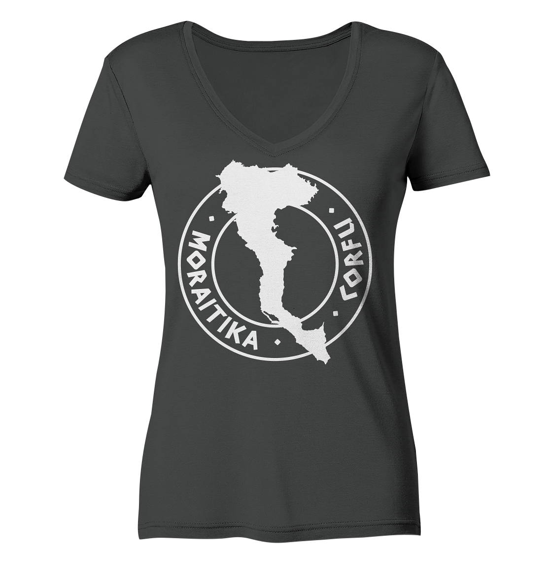 Corfu Moraitika Silhouette Stempel - Ladies Organic V-Neck Shirt