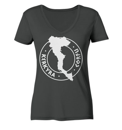 Corfu Kerkyra Silhouette Stempel - Ladies Organic V-Neck Shirt