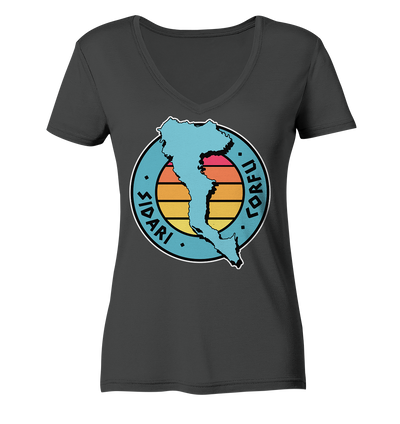 Corfu Sidari Silhouette Stempel farbig - Ladies Organic V-Neck Shirt