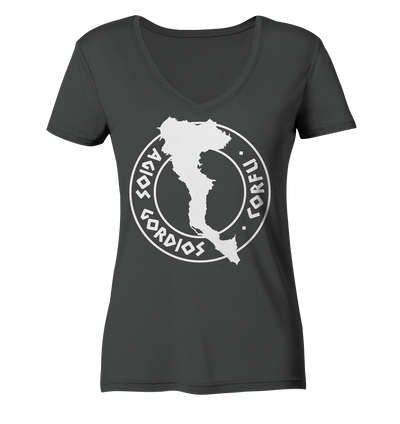 Corfu Agios Gordios Silhouette Stamp - Ladies Organic V-Neck Shirt
