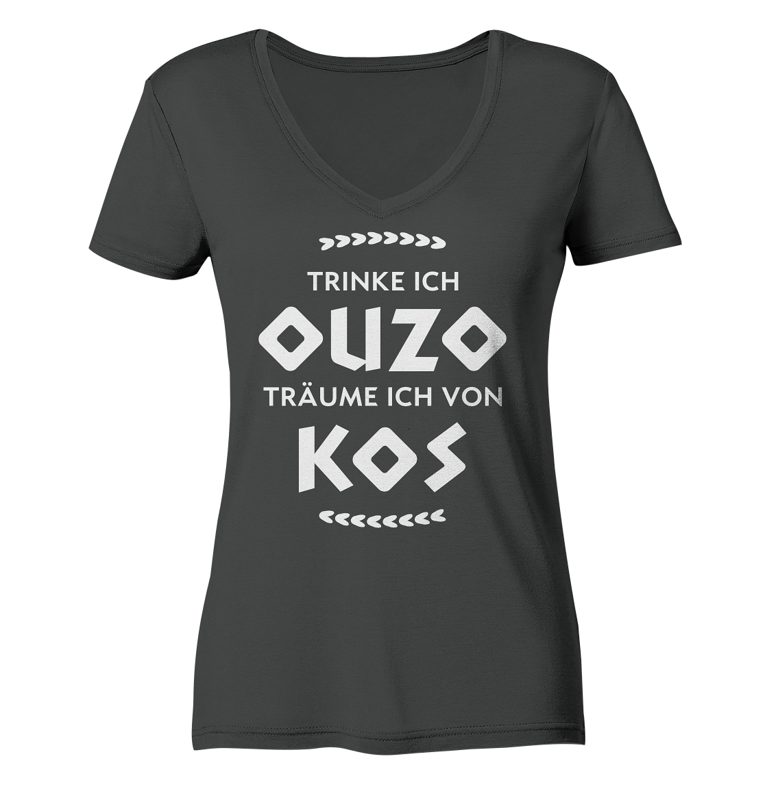 Trinke ich Ouzo träume ich von Kos - Ladies Organic V-Neck Shirt