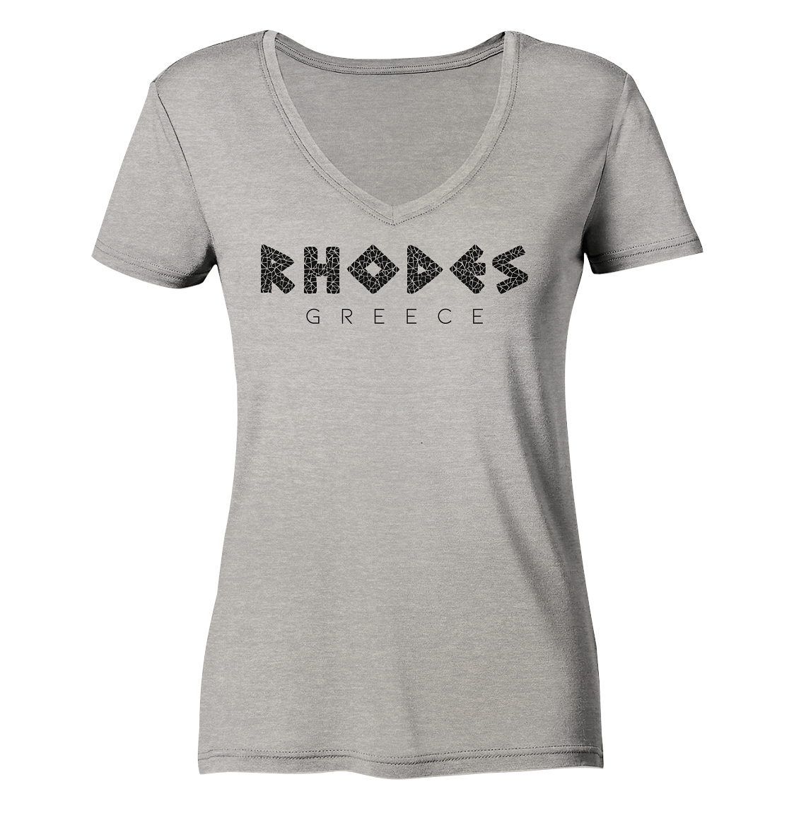 Rhodes Greece Mosaic - Ladies Organic V-Neck Shirt