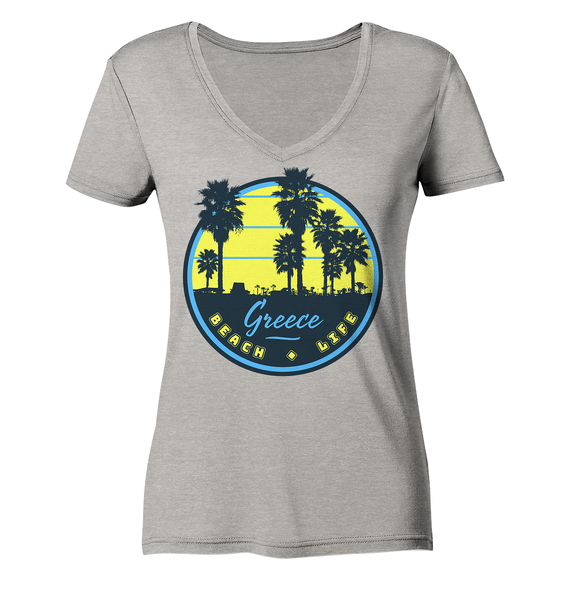 Greece Beach Life - Ladies Organic V-Neck Shirt