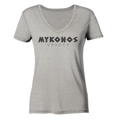 Mykonos Greece Mosaic - Ladies Organic V-Neck Shirt