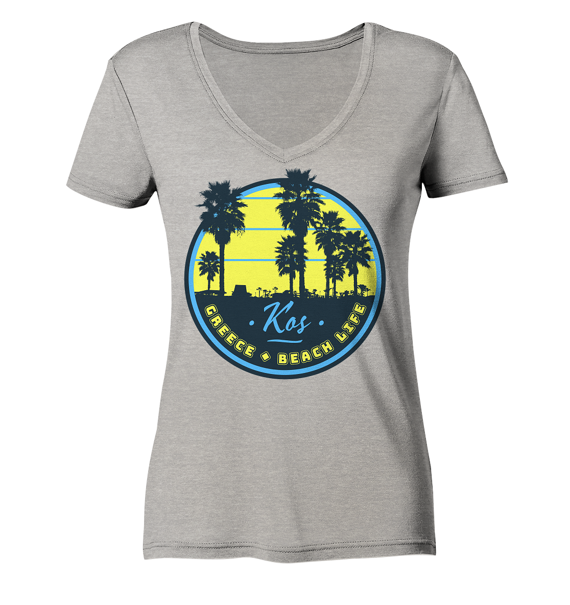 Kos Greece Beach Life - Ladies Organic V-Neck Shirt