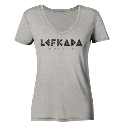 Lefkada Greece Mosaik - Ladies Organic V-Neck Shirt