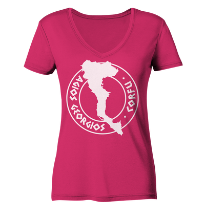 Corfu Agios Georgios Silhouette Stempel - Ladies Organic V-Neck Shirt