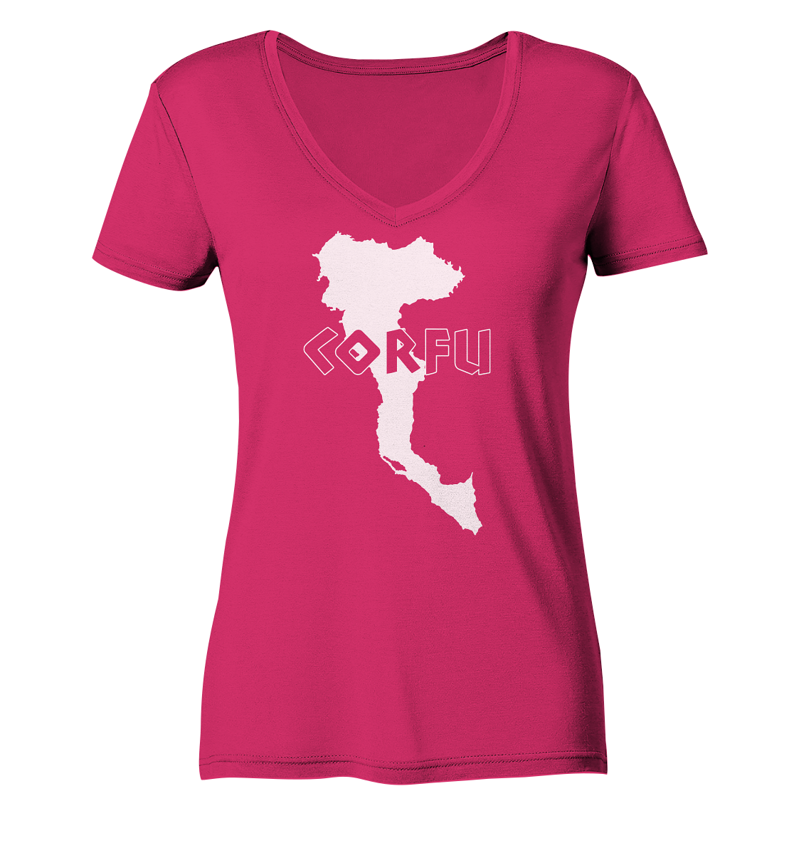 Corfu Silhouette - Ladies Organic V-Neck Shirt