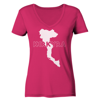 Kerkyra Korfu Silhouette - Ladies Organic V-Neck Shirt