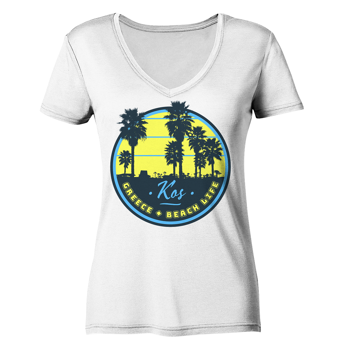 Kos Greece Beach Life - Ladies Organic V-Neck Shirt