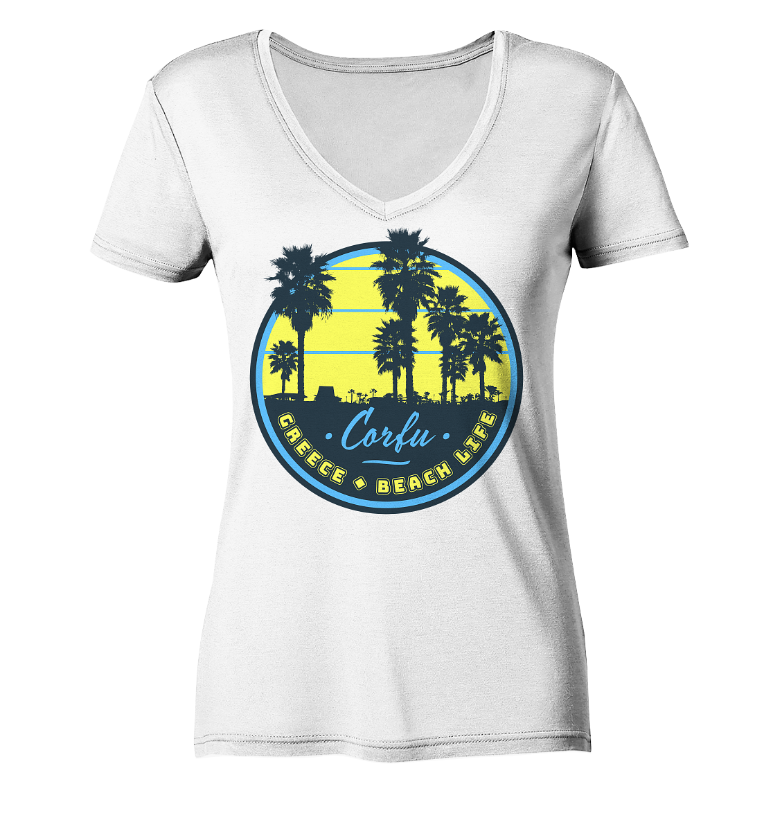 Corfu Greece Beach Life - Ladies Organic V-Neck Shirt