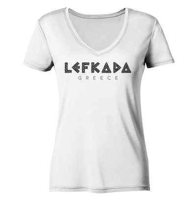 Lefkada Greece Mosaic - Ladies Organic V-Neck Shirt