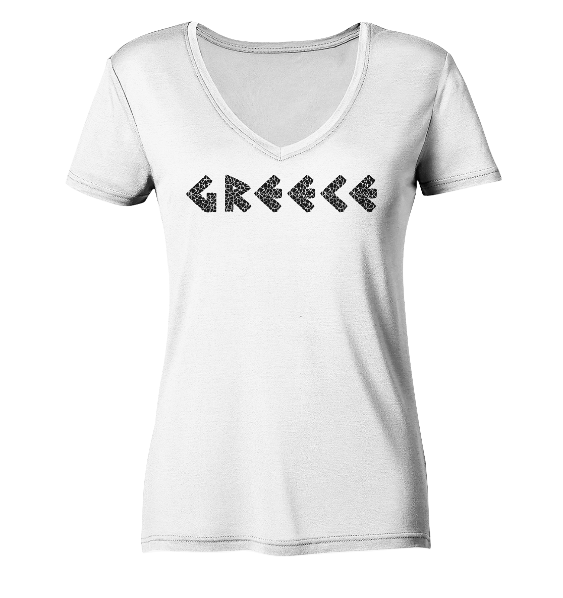 Greece Black Mosaik - Ladies Organic V-Neck Shirt